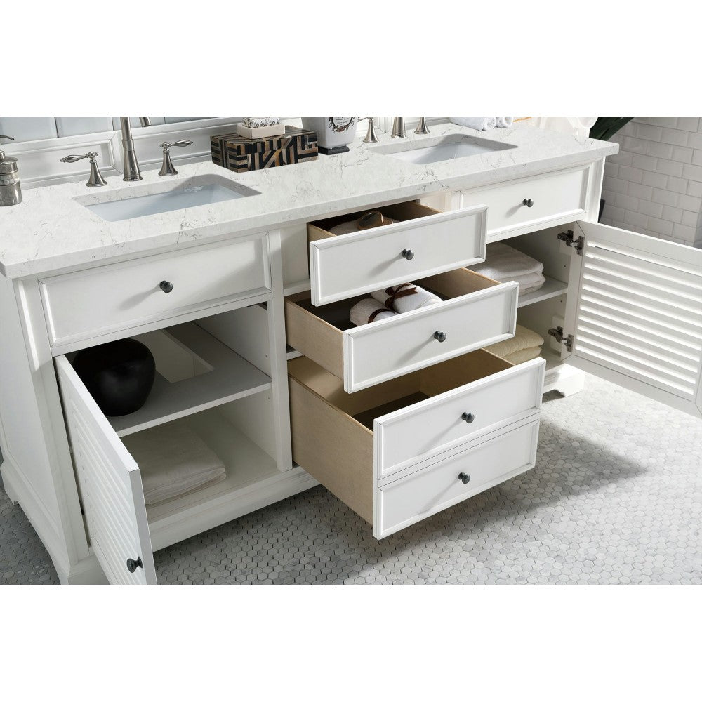 Savannah 72" Double Vanity Bright White w/ 3 CM Eternal Jasmine Pearl Quartz Top