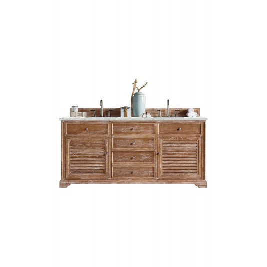 Savannah 72" Double Vanity, Driftwood, w/ 3 CM Ethereal Noctis Quartz Top