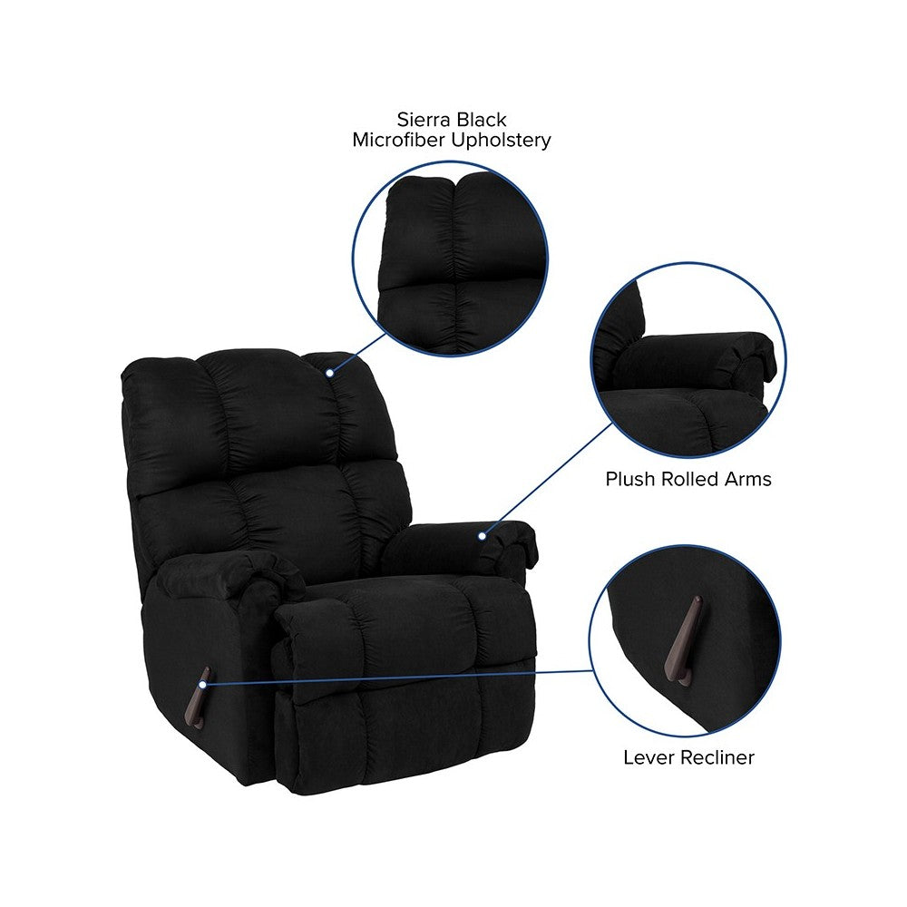 Sierra Black Microfiber Rocker Recliner