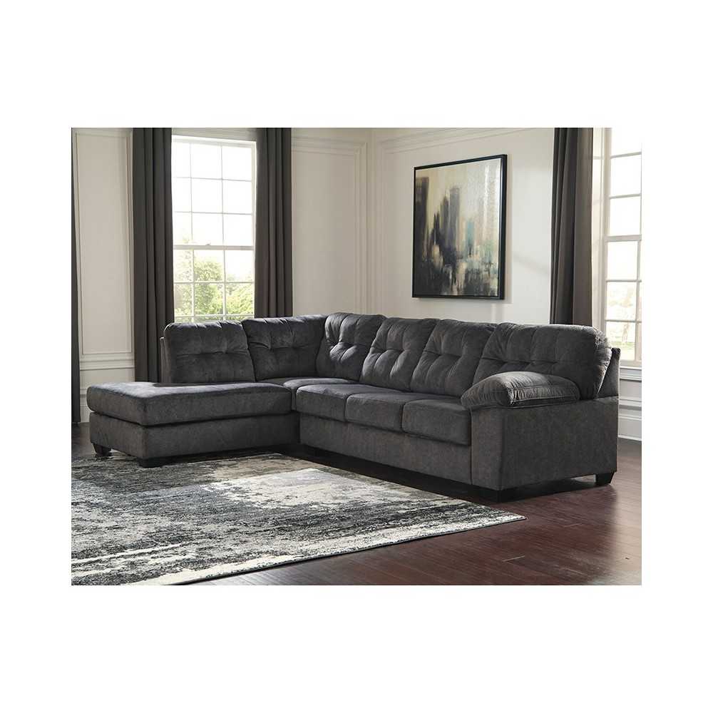 Signature Design by Ashley Accrington 2-Piece Right Side Facing Sofa Sectional in Granite Microfiber