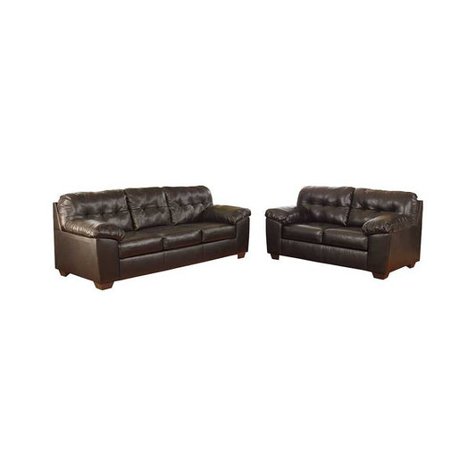 Signature Design by Ashley Alliston Living Room Set in Chocolate Faux Leather