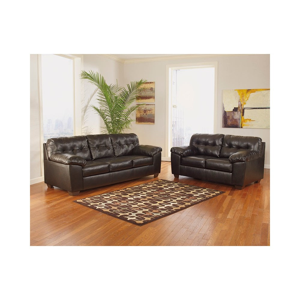 Signature Design by Ashley Alliston Living Room Set in Chocolate Faux Leather