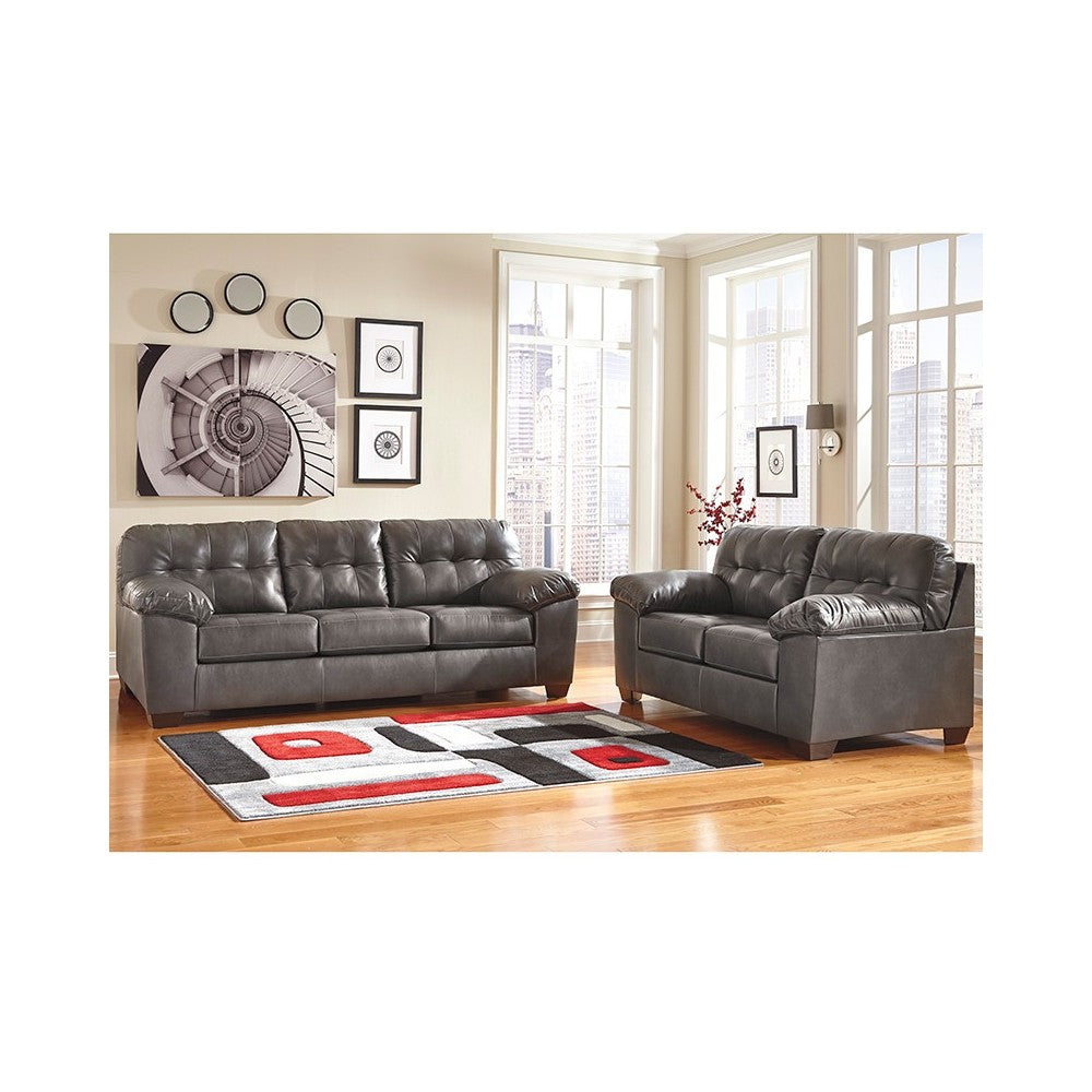 Signature Design by Ashley Alliston Living Room Set in Gray Faux Leather