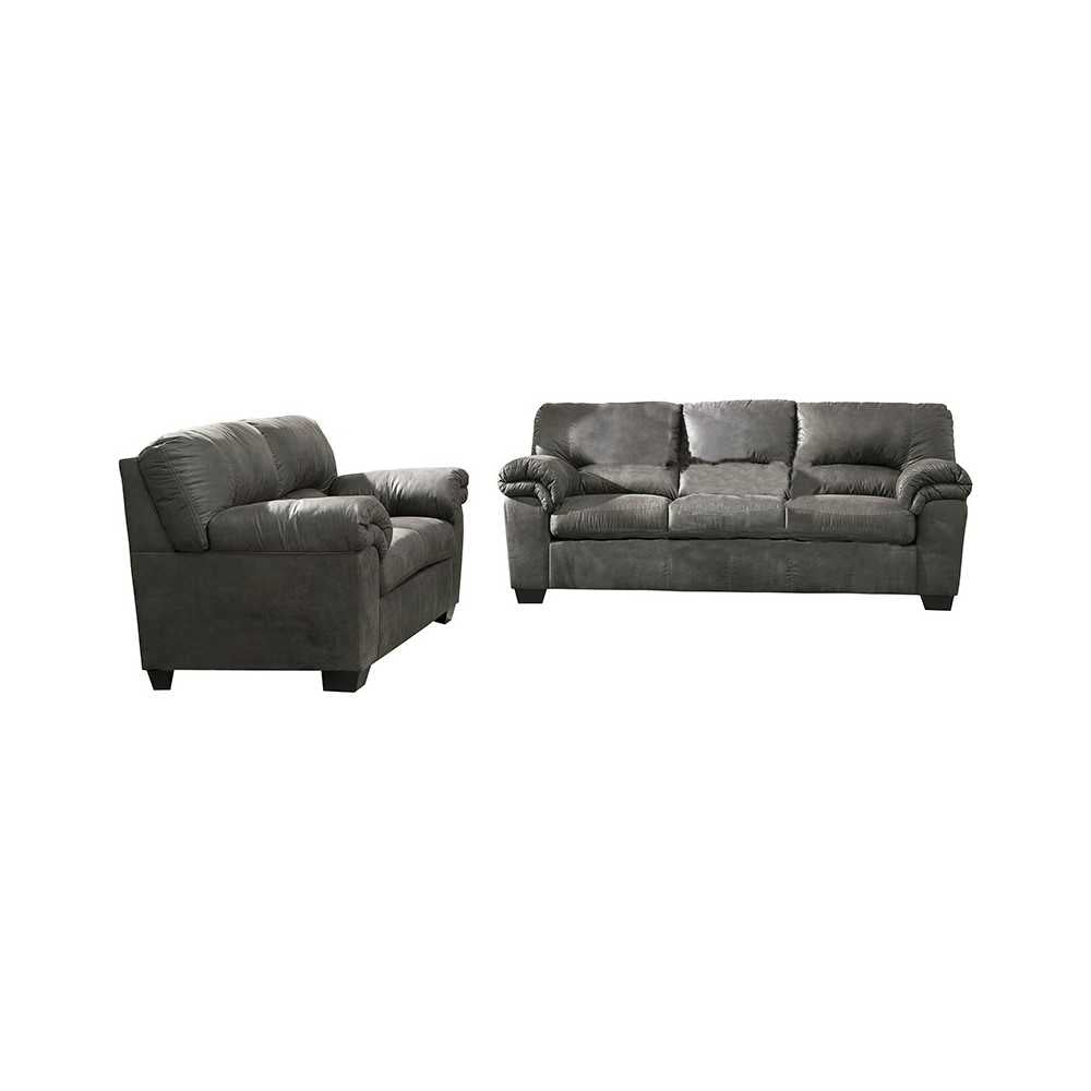 Signature Design by Ashley Bladen Living Room Set in Slate Faux Leather