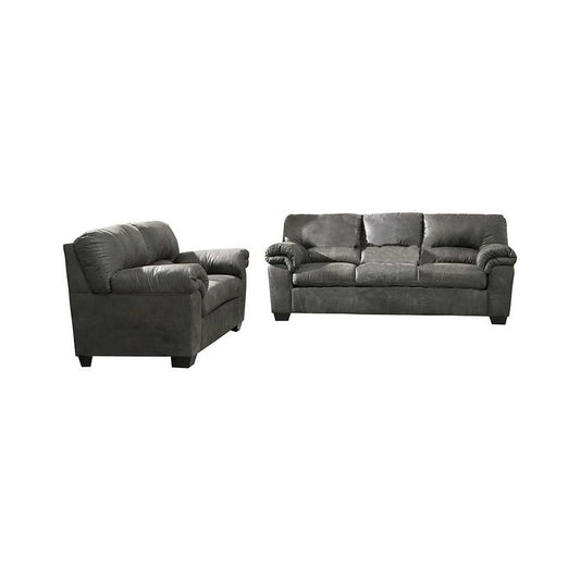 Signature Design by Ashley Bladen Living Room Set in Slate Faux Leather