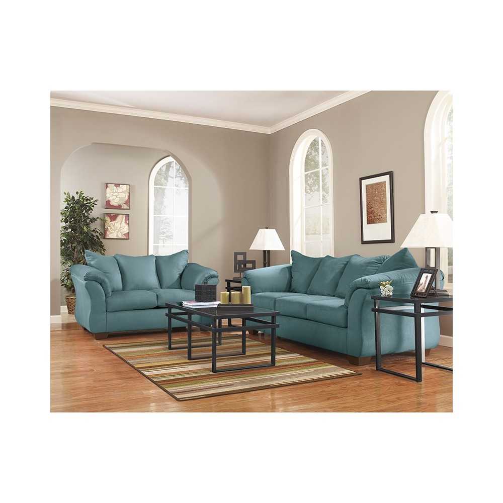 Signature Design by Ashley Darcy Living Room Set in Sky Microfiber