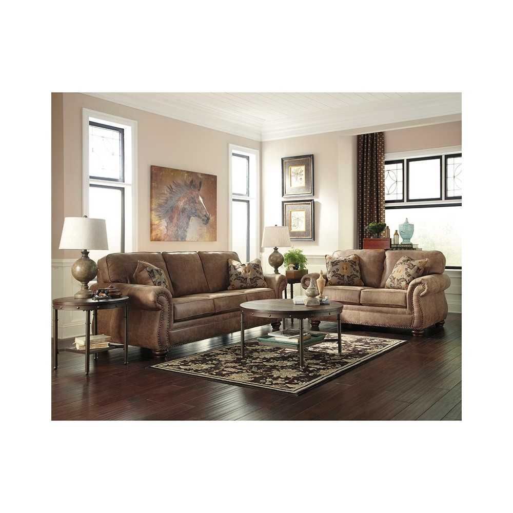 Signature Design by Ashley Larkinhurst Living Room Set in Earth Faux Leather
