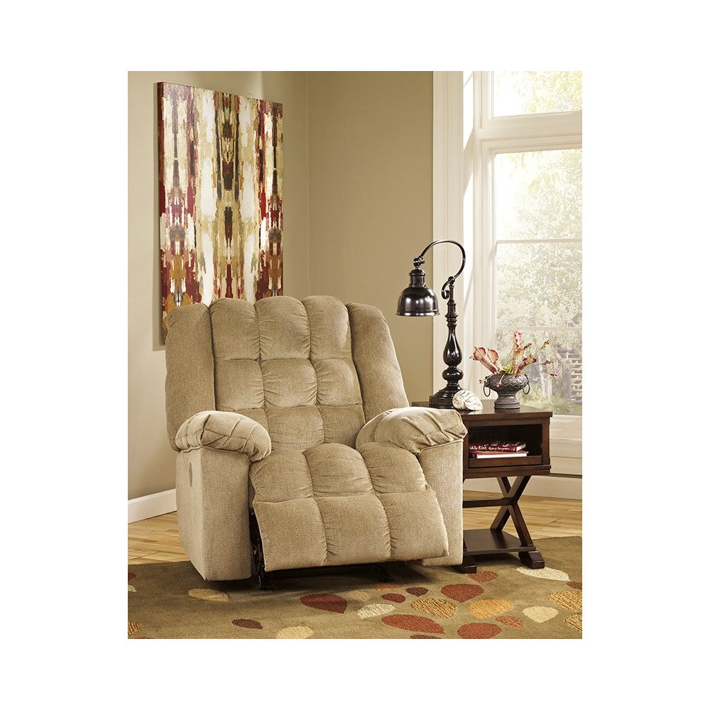 Signature Design by Ashley Ludden Power Rocker Recliner in Sand Twill