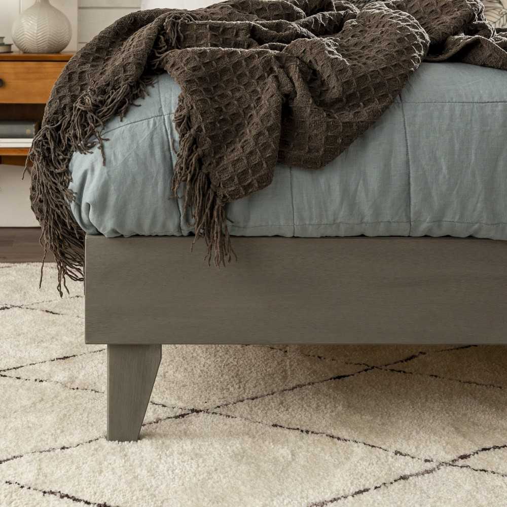 Solid Wood King Platform Bed - Gray Brush