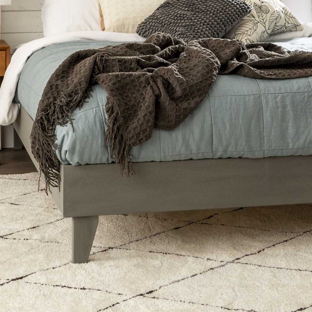 Solid Wood King Platform Bed - Gray Brush
