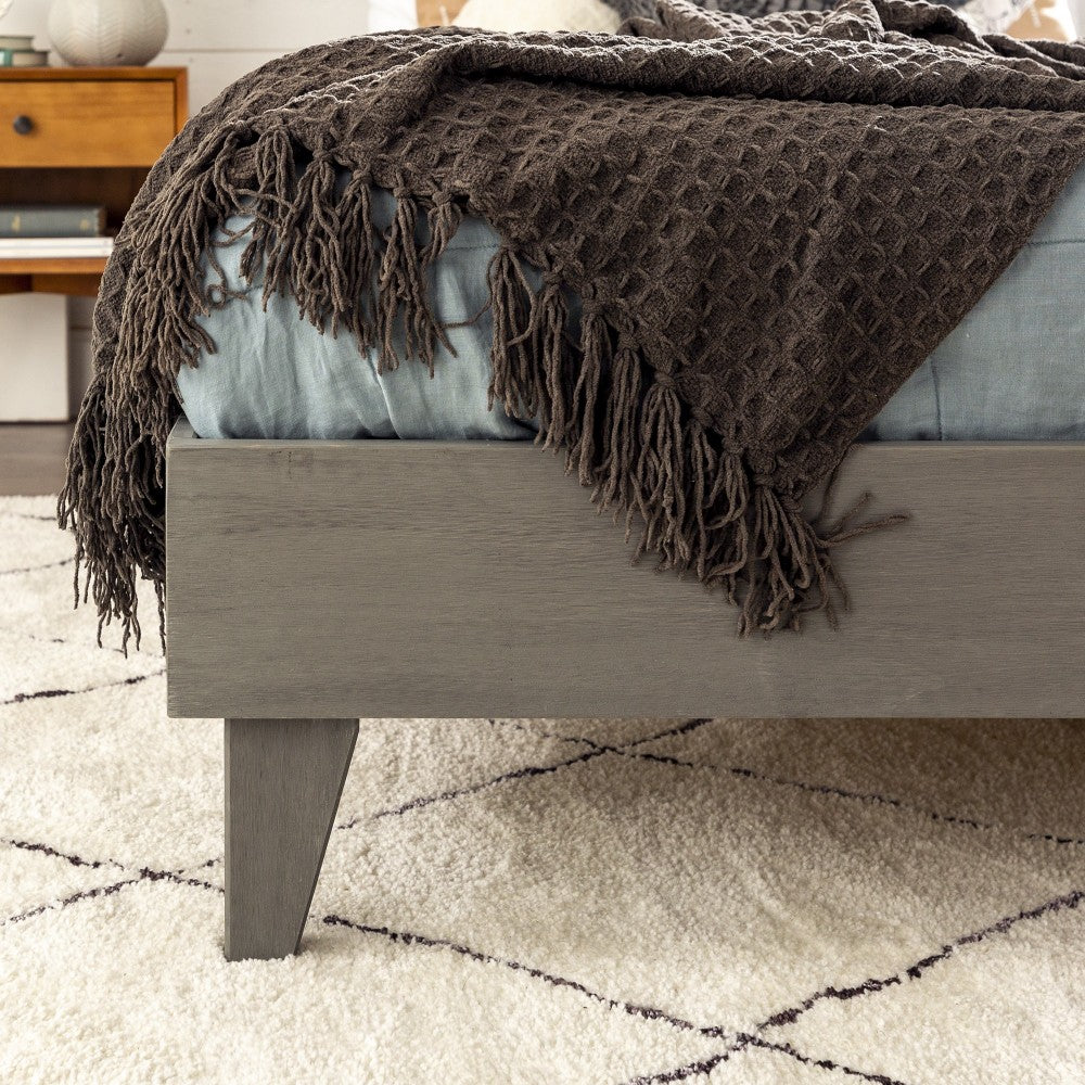 Solid Wood Queen Platform Bed - Gray Brush