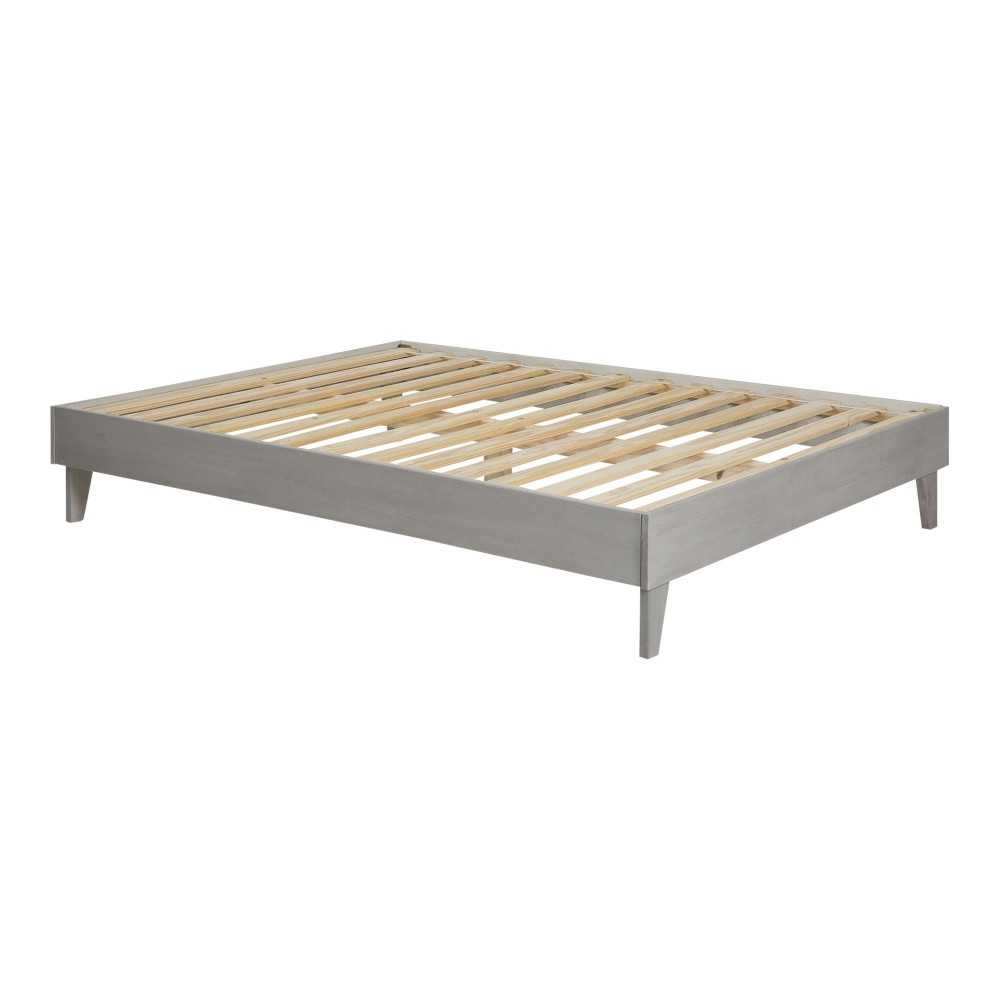 Solid Wood Queen Platform Bed - Gray Brush