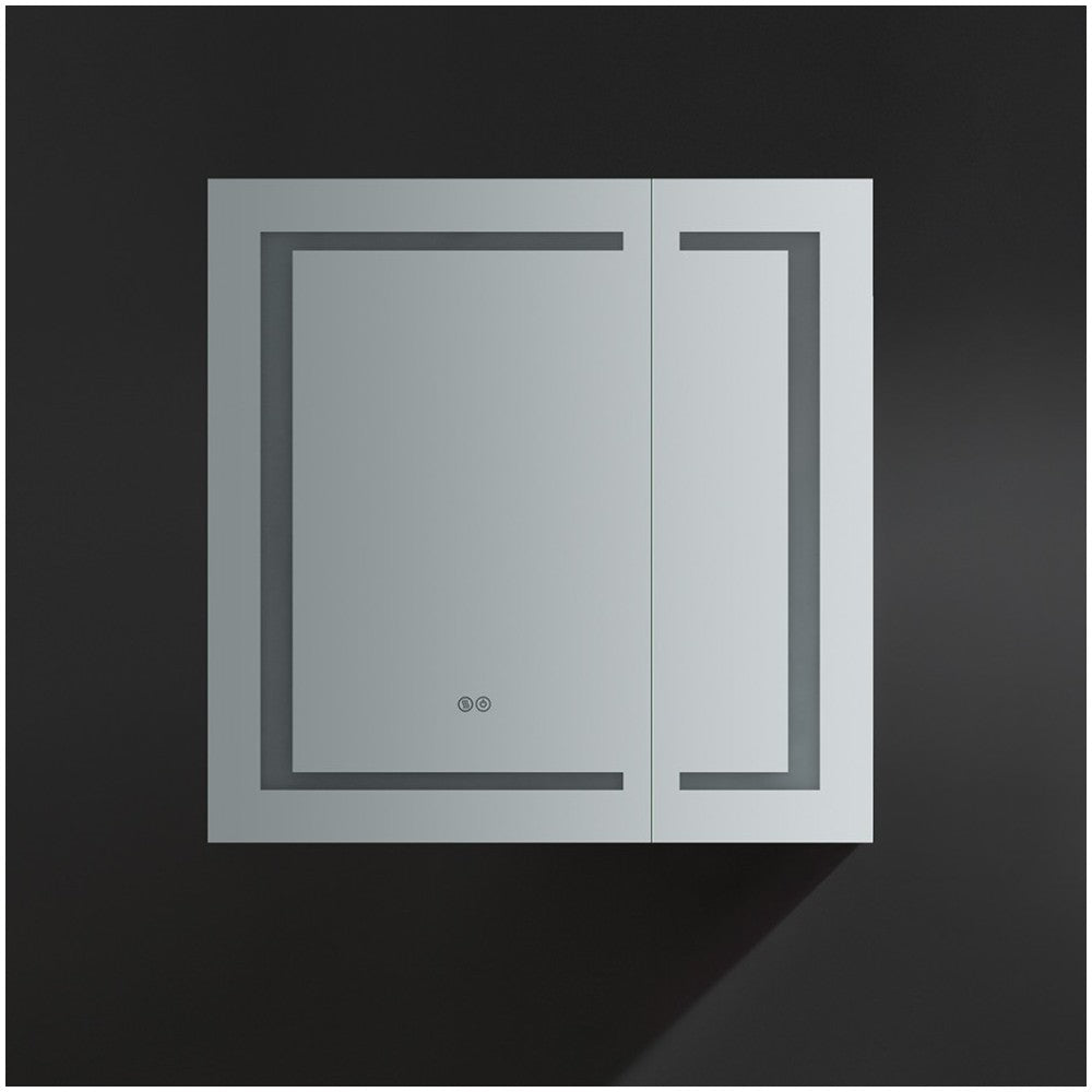 Spazio 30" Wide x 30" Tall Bathroom Medicine Cabinet w/ LED Lighting & Defogger