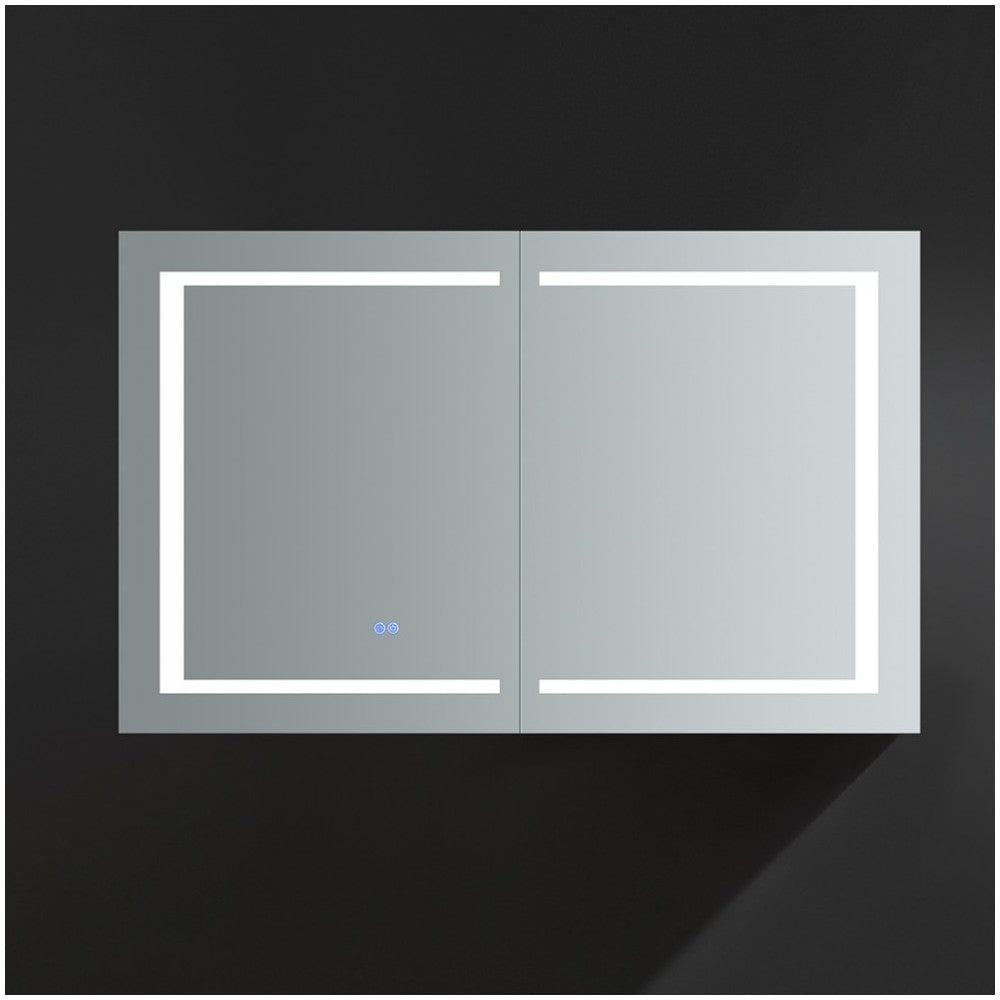 Spazio 48" Wide x 30" Tall Bathroom Medicine Cabinet w/ LED Lighting & Defogger