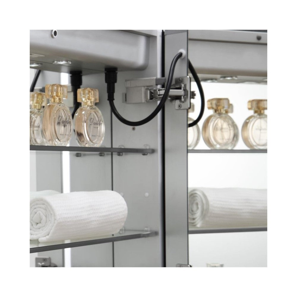 Spazio 48" Wide x 36" Tall Bathroom Medicine Cabinet w/ LED Lighting & Defogger
