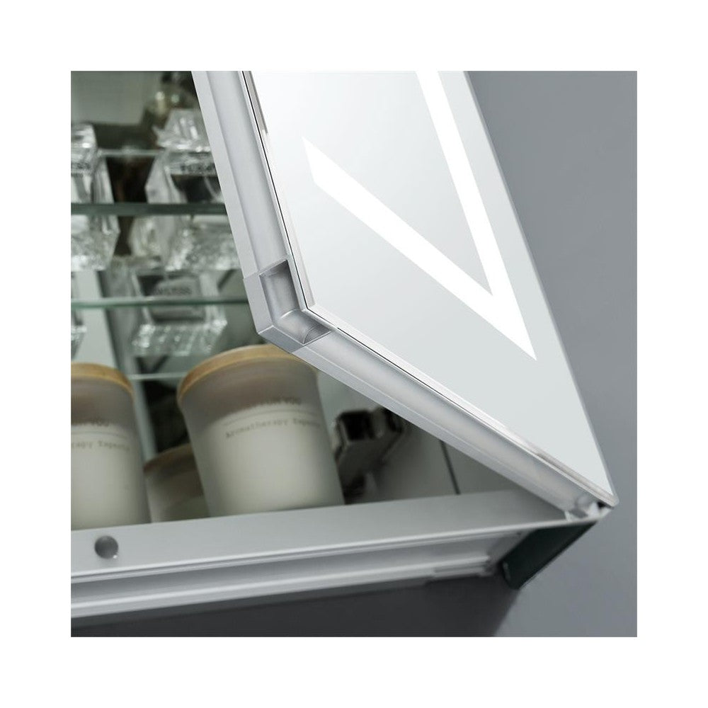 Spazio 48" Wide x 36" Tall Bathroom Medicine Cabinet w/ LED Lighting & Defogger