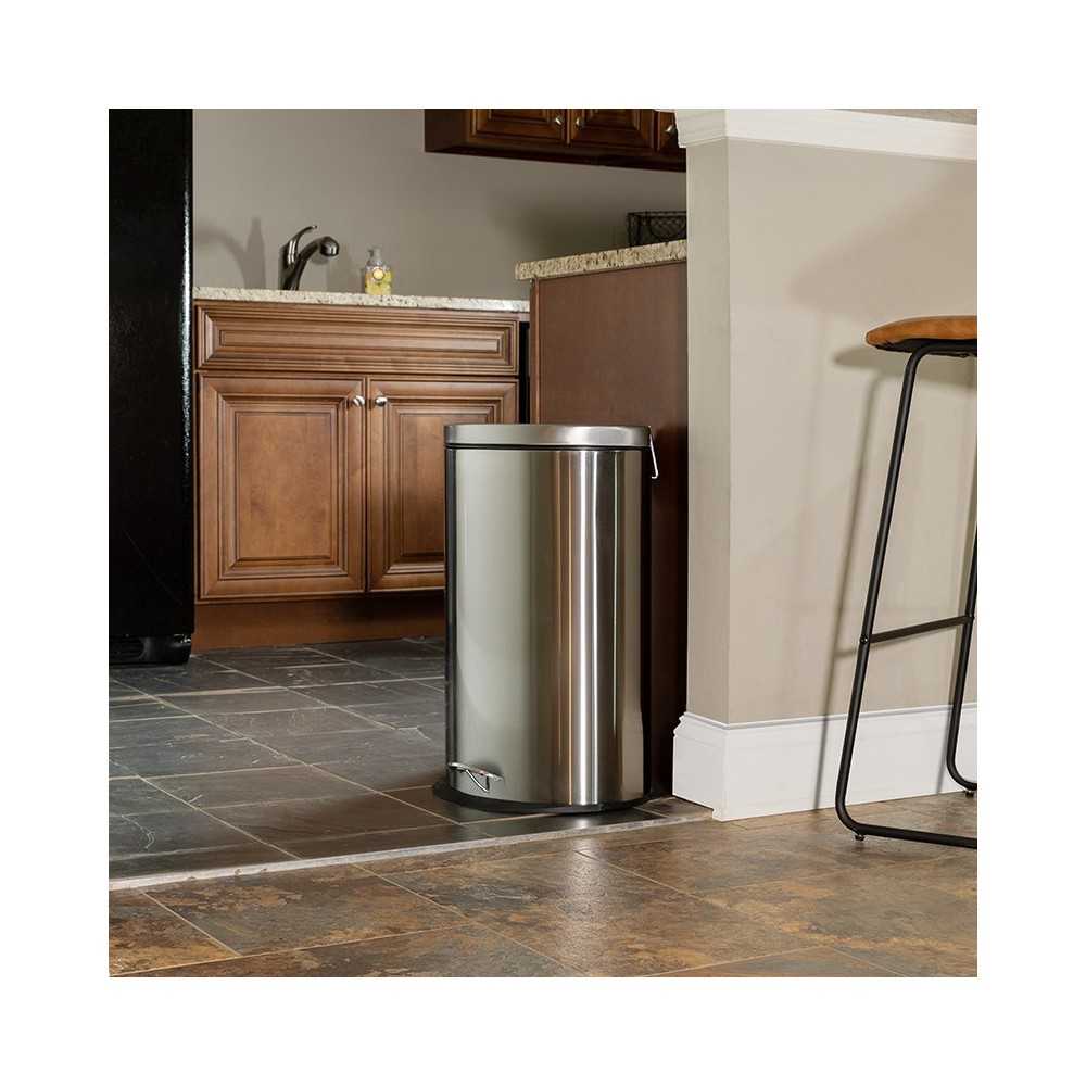 Stainless Steel Fingerprint Resistant Soft Close, Step Trash Can - 40L (10.6 Gallons)