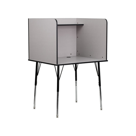 Study Carrel with Adjustable Legs and Top Shelf in Nebula Gray Finish
