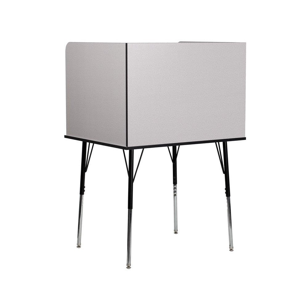 Study Carrel with Adjustable Legs and Top Shelf in Nebula Gray Finish