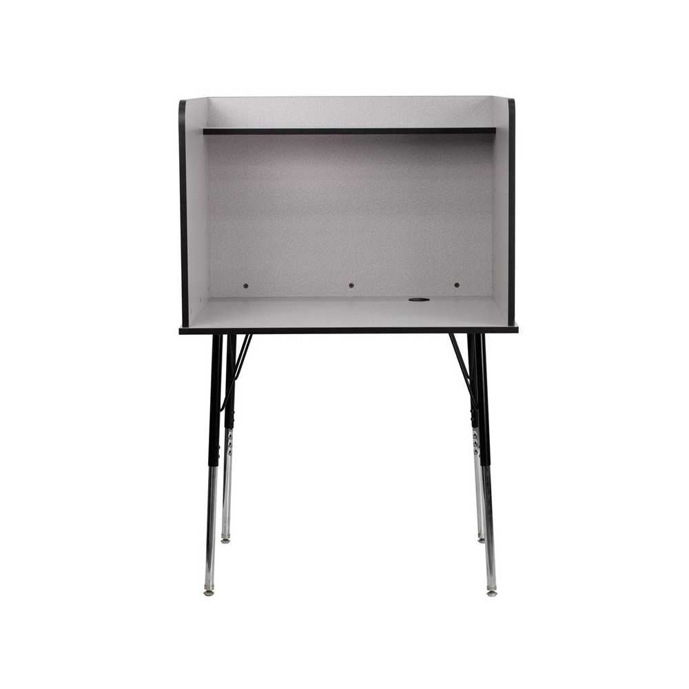 Study Carrel with Adjustable Legs and Top Shelf in Nebula Gray Finish