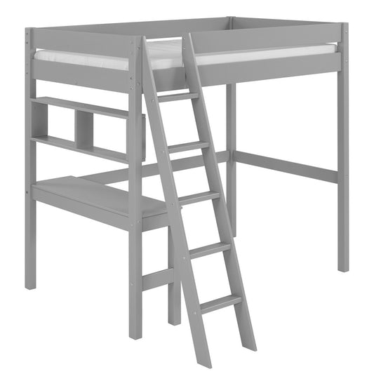 Swan Solid Wood Loft Bed with Desk - Gray