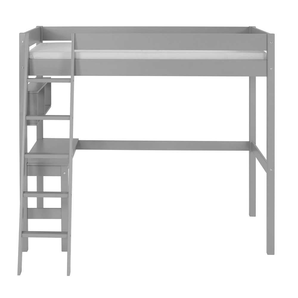 Swan Solid Wood Loft Bed with Desk - Gray