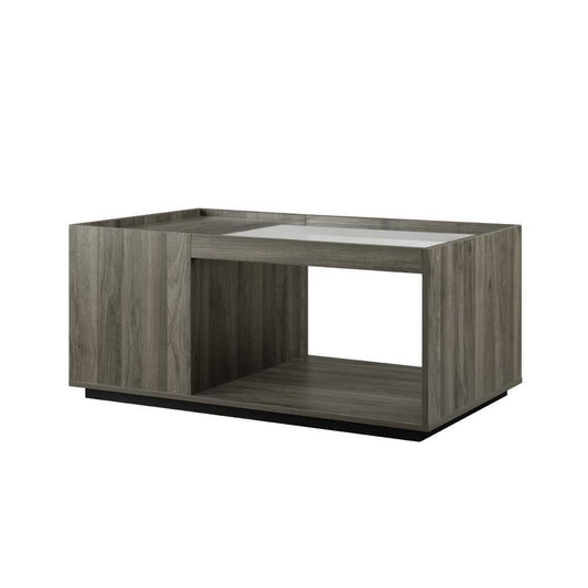 Talia 40" Glass Top Storage Coffee Table - Slate Gray