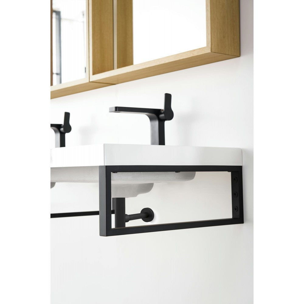 Three Boston 18" Wall Brackets, Matte Black w/47" White Glossy Composite Top