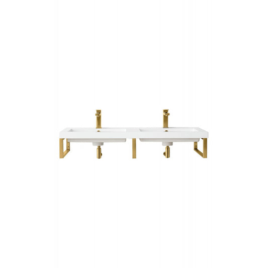 Three Boston 18" Wall Brackets, Radiant Gold w/47" White Glossy Composite Top