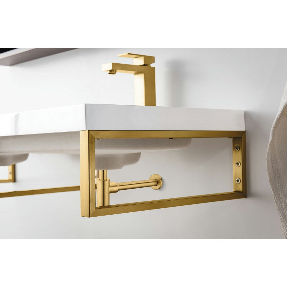 Three Boston 18" Wall Brackets, Radiant Gold w/47" White Glossy Composite Top