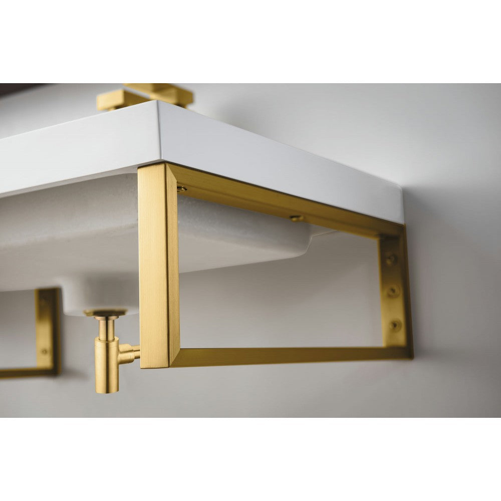 Three Boston 18" Wall Brackets, Radiant Gold w/47" White Glossy Composite Top