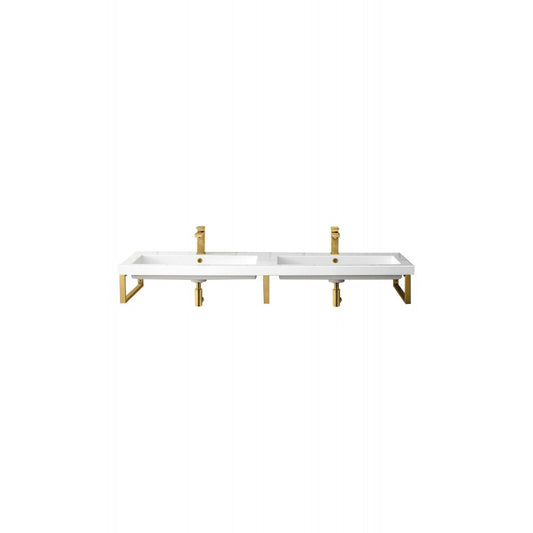 Three Boston 18" Wall Brackets, Radiant Gold w/63" White Glossy Composite Top