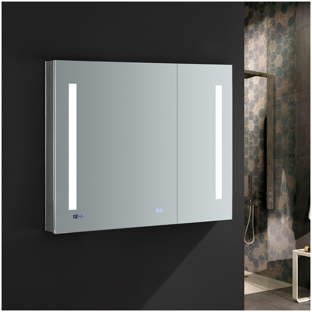 Tiempo 36" Wide x 30" Tall Bathroom Medicine Cabinet w/ LED Lighting & Defogger