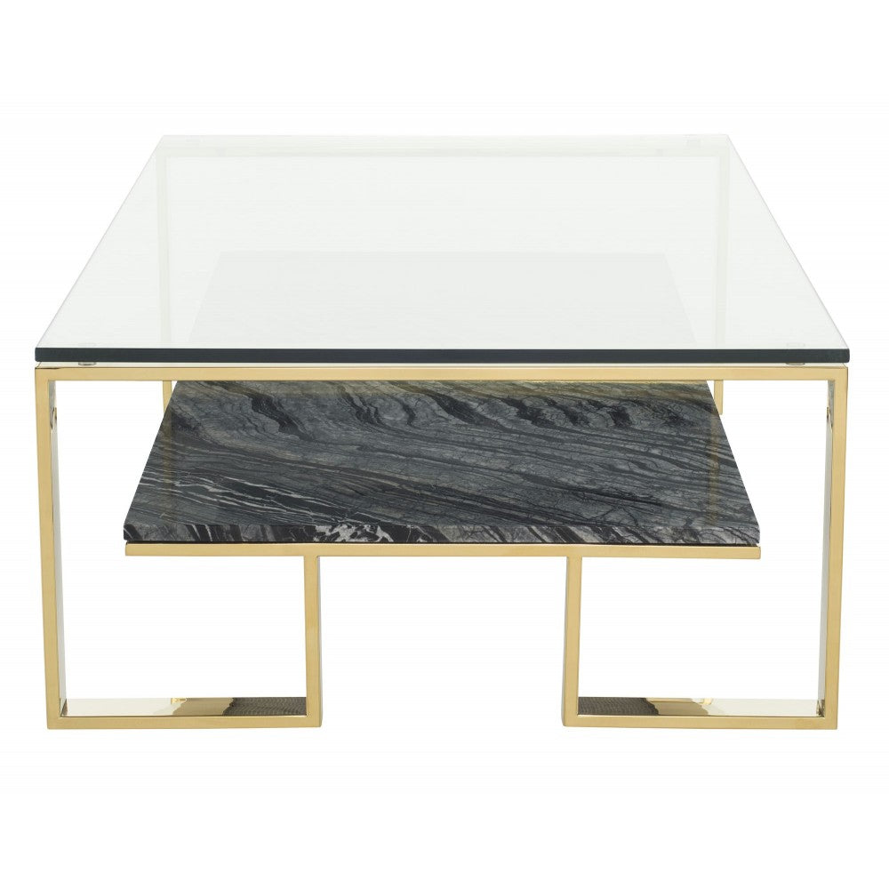 Tierra Black Wood Vein Stone Coffee Table, HGNA509