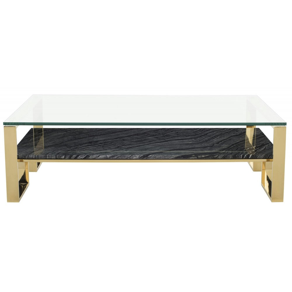 Tierra Black Wood Vein Stone Coffee Table, HGNA509