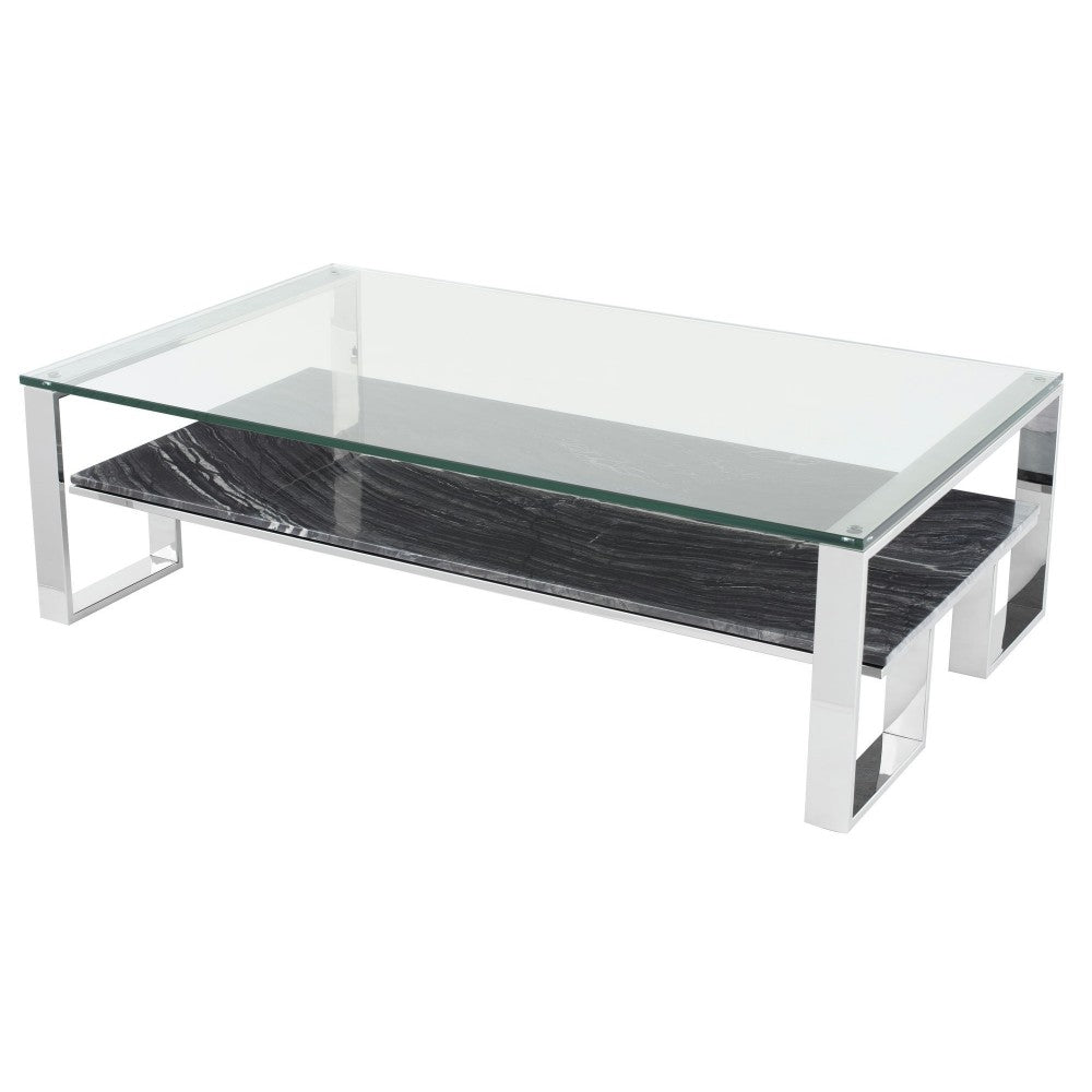 Tierra Black Wood Vein Stone Coffee Table, HGNA511