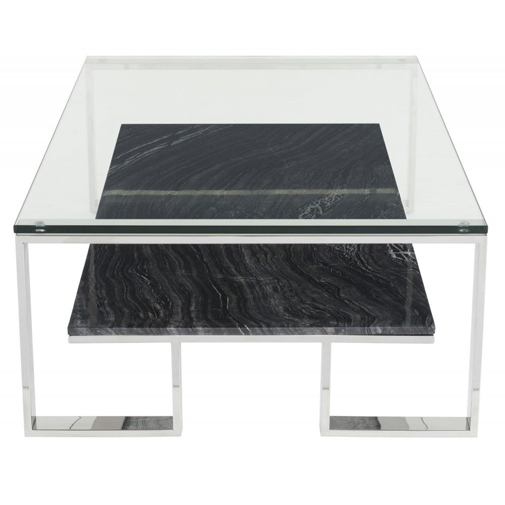 Tierra Black Wood Vein Stone Coffee Table, HGNA511