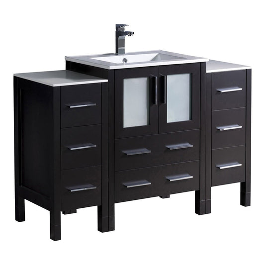 Torino 48 Espresso Modern Bathroom Cabinets w/ Integrated Sink, FCB62-122412ES-I