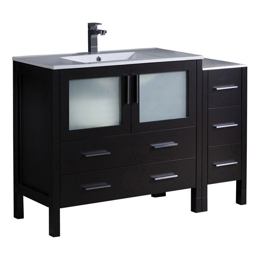 Torino 48" Espresso Modern Bathroom Cabinets w/ Integrated Sink, FCB62-3612ES-I