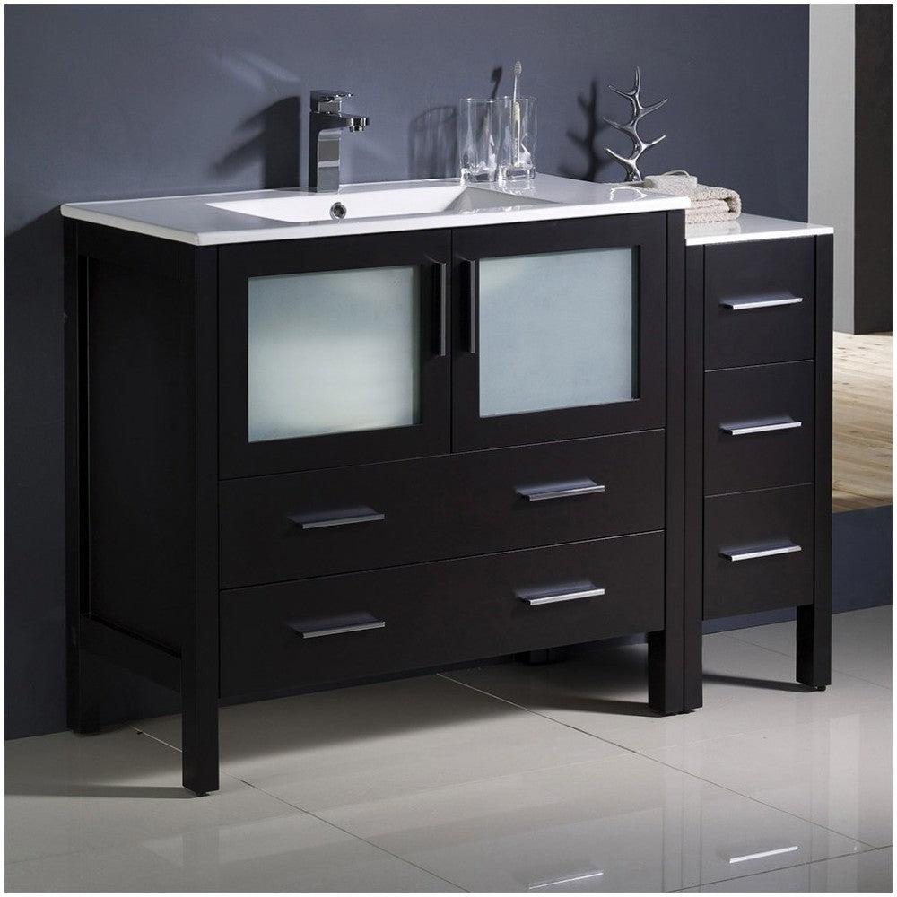 Torino 48" Espresso Modern Bathroom Cabinets w/ Integrated Sink, FCB62-3612ES-I