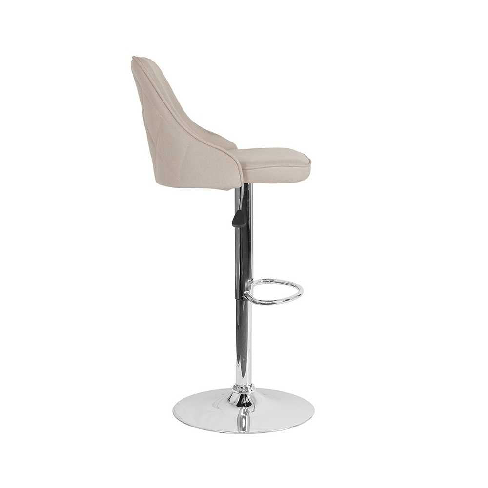 Trieste Contemporary Adjustable Height Barstool in Beige Fabric