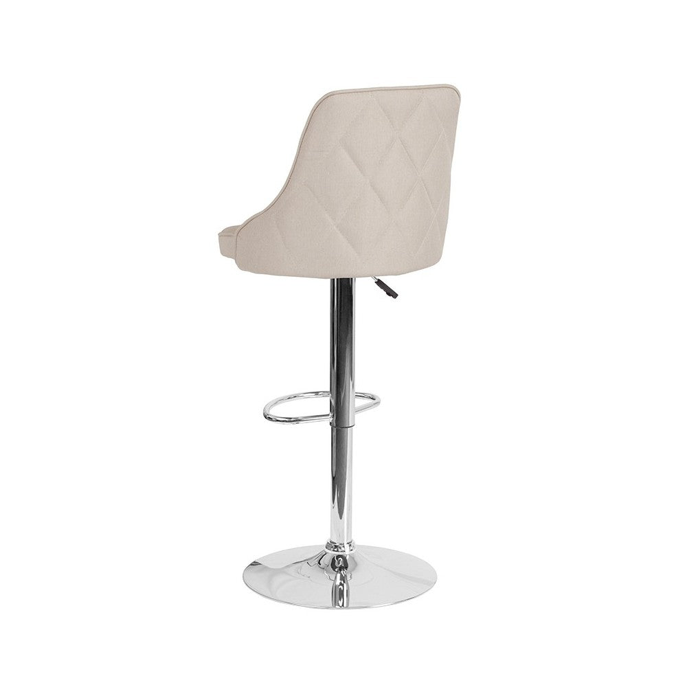 Trieste Contemporary Adjustable Height Barstool in Beige Fabric