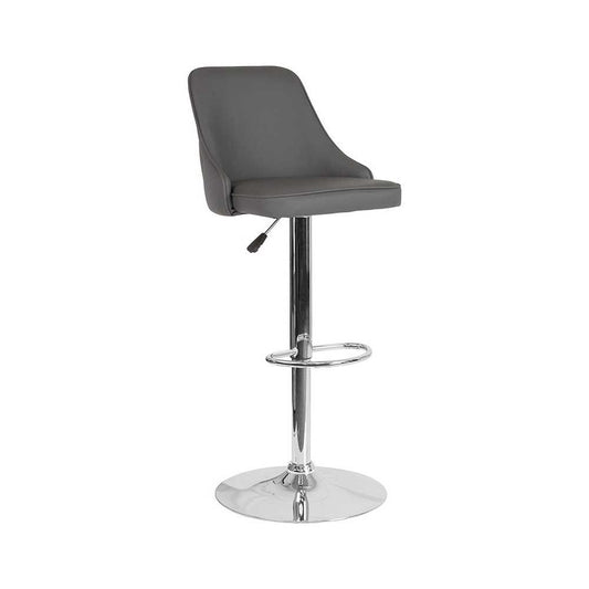 Trieste Contemporary Adjustable Height Barstool in Gray LeatherSoft