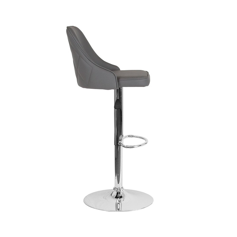 Trieste Contemporary Adjustable Height Barstool in Gray LeatherSoft