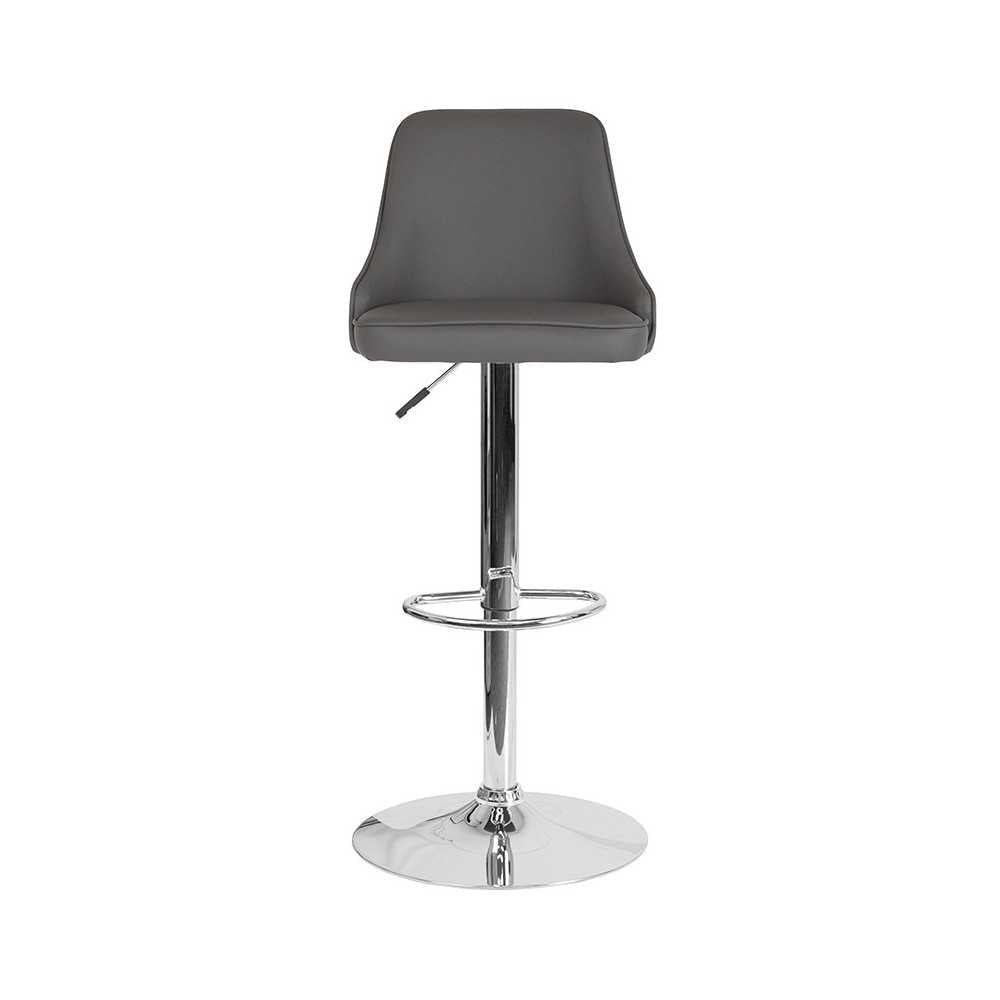 Trieste Contemporary Adjustable Height Barstool in Gray LeatherSoft