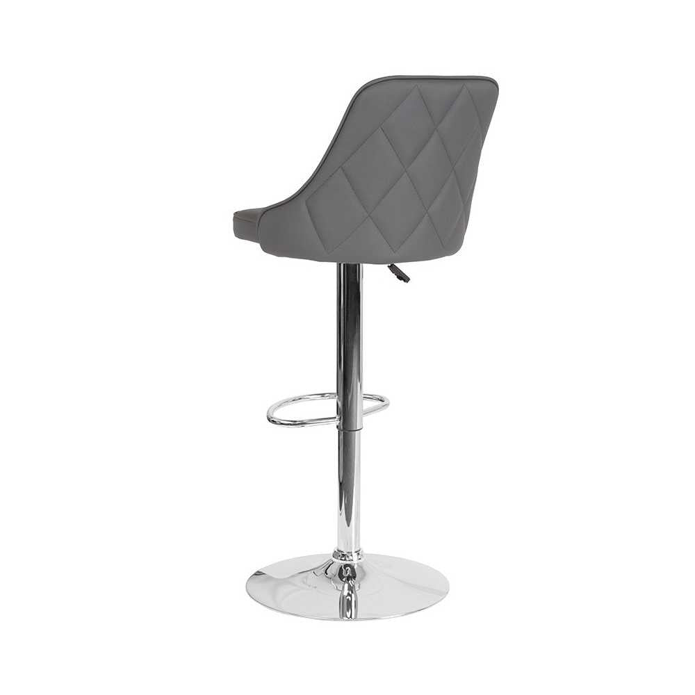 Trieste Contemporary Adjustable Height Barstool in Gray LeatherSoft