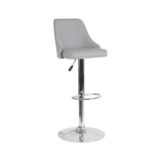 Trieste Contemporary Adjustable Height Barstool in Light Gray Fabric
