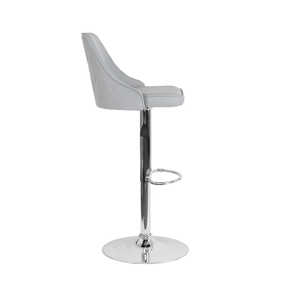 Trieste Contemporary Adjustable Height Barstool in Light Gray Fabric