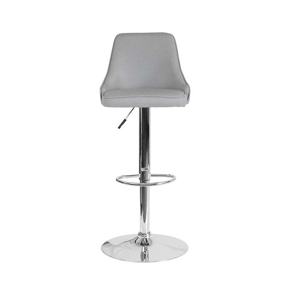 Trieste Contemporary Adjustable Height Barstool in Light Gray Fabric