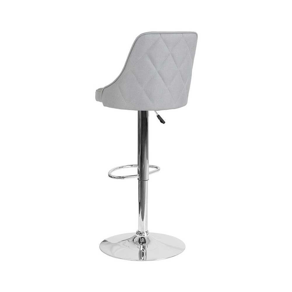 Trieste Contemporary Adjustable Height Barstool in Light Gray Fabric